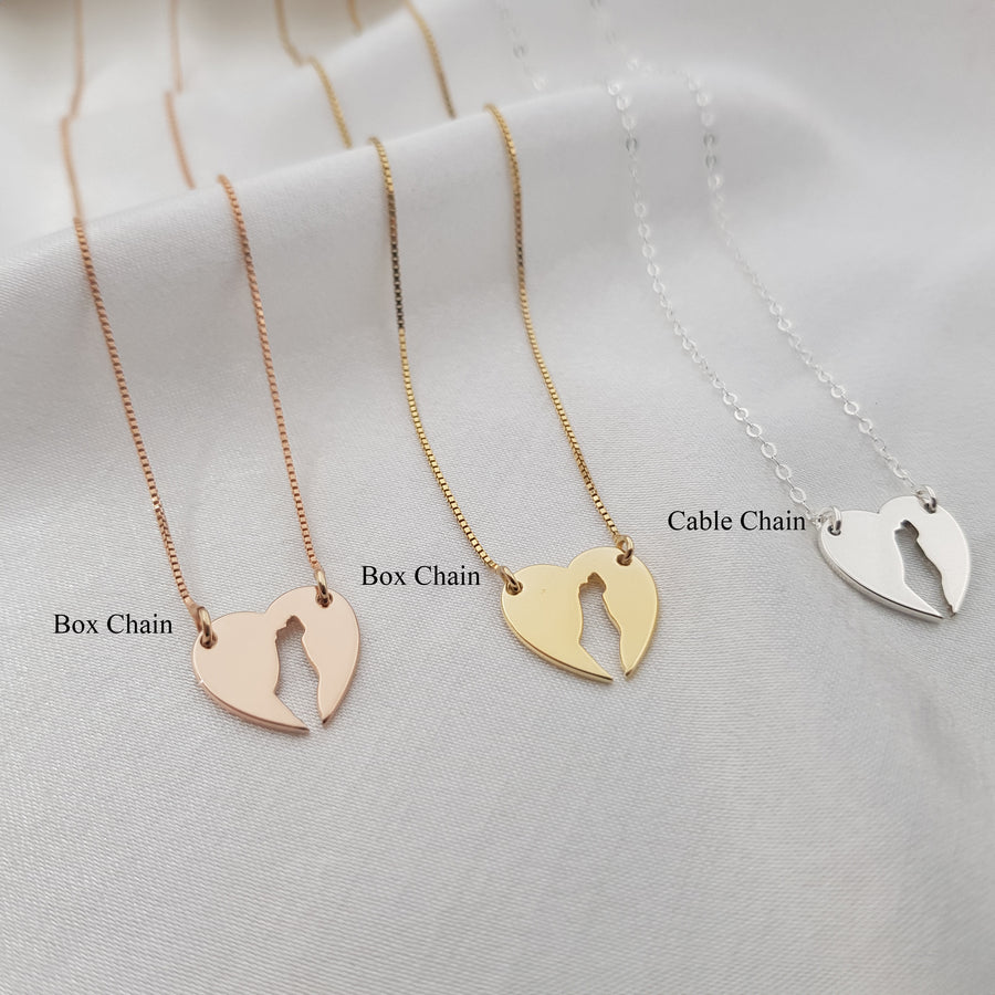 Israel Map Heart Necklace