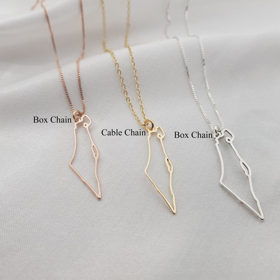 Israel Map Cutout Necklace
