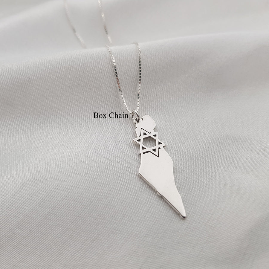 Israel Map Star of David Necklace