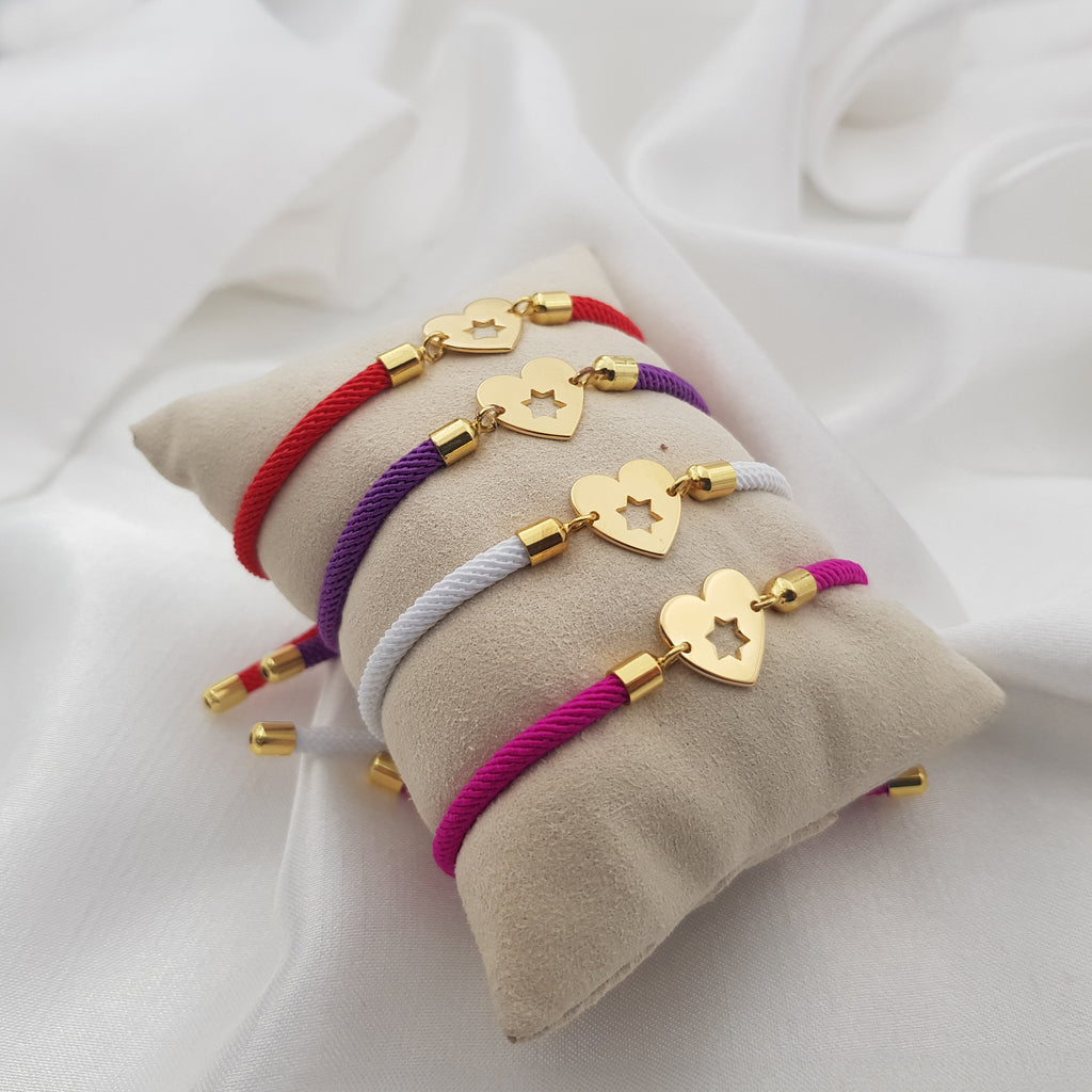 Magen David Heart Cord Bracelet