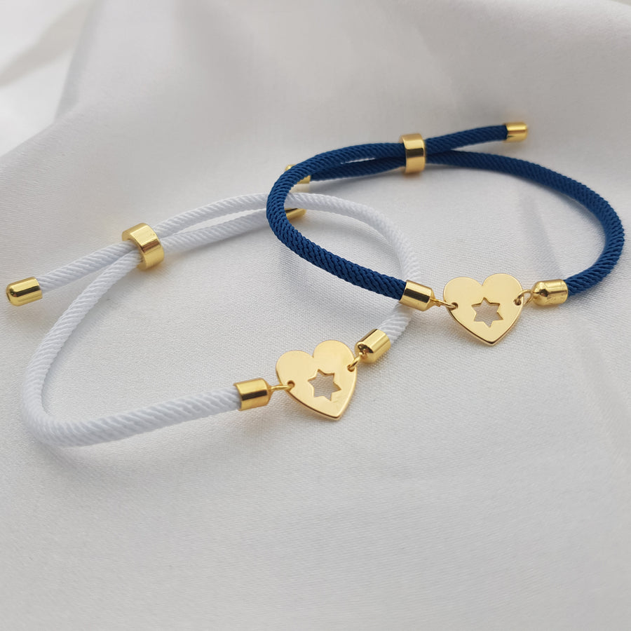 Magen David Heart Cord Bracelet