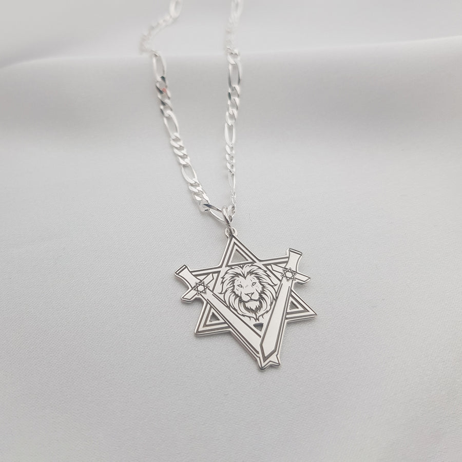 Star of David Lion Necklace