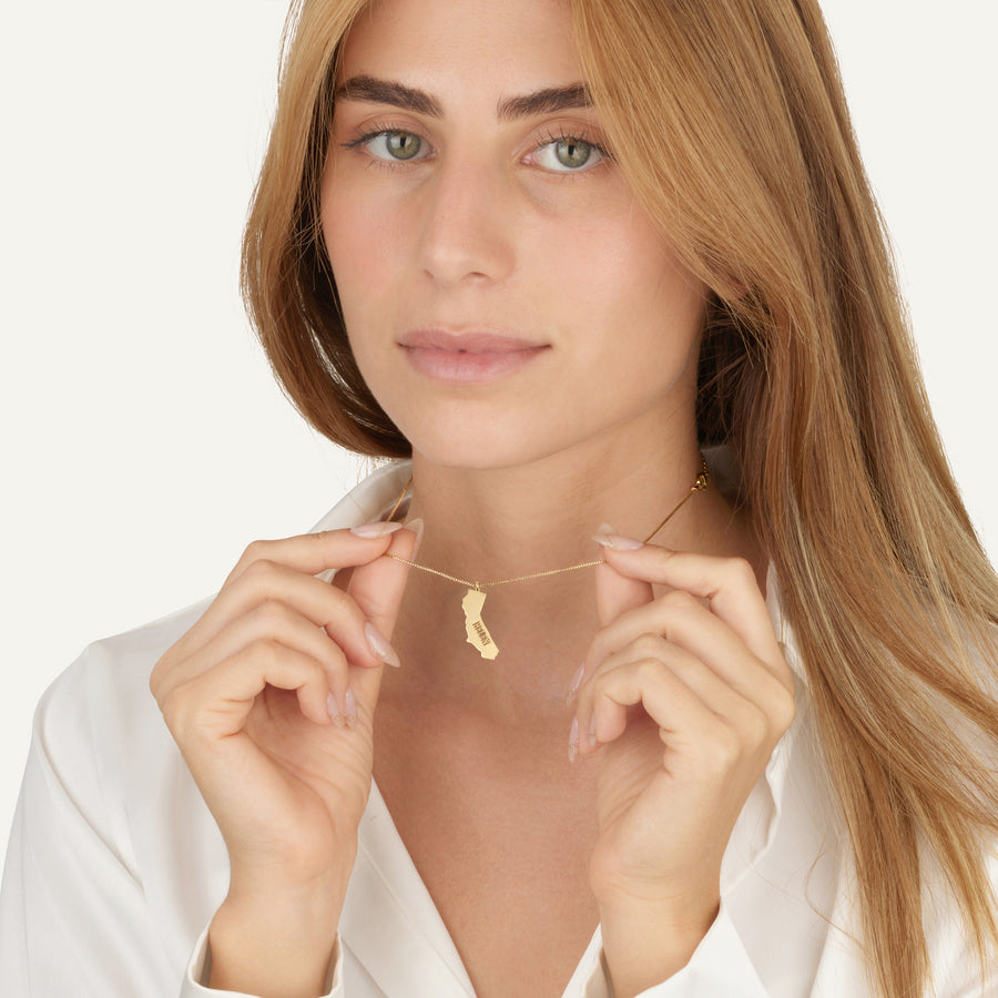 California Map Necklace With Name
