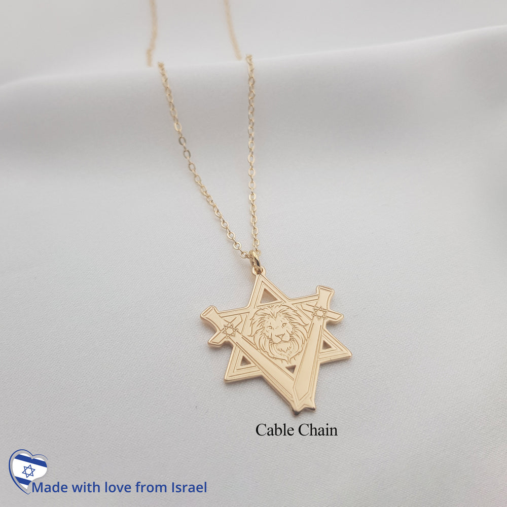 Star of David Lion Necklace