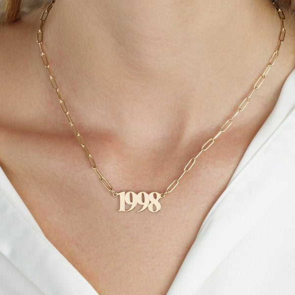 Custom Birth Year Paperclip Necklace