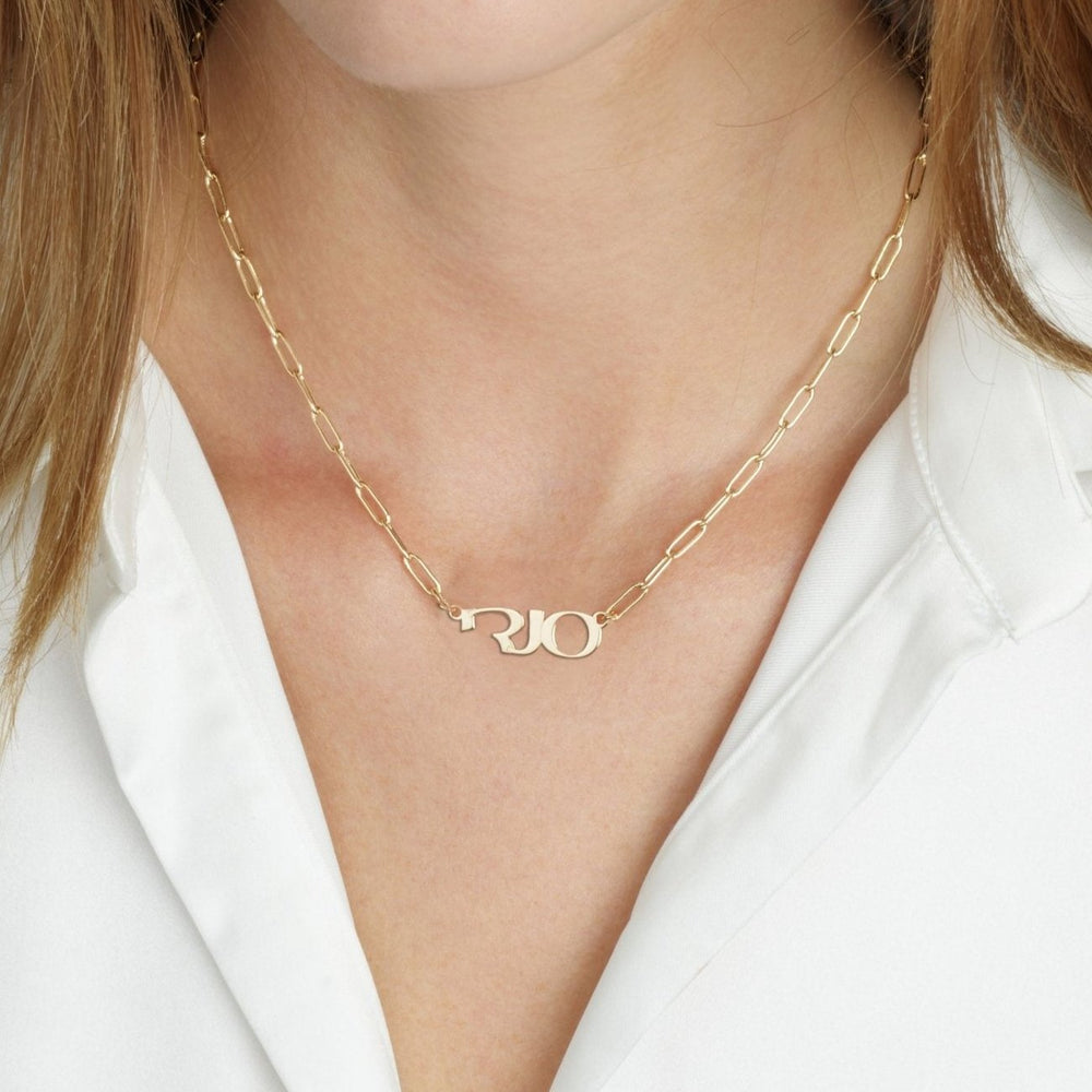 Hebrew Paperclip Name Necklace