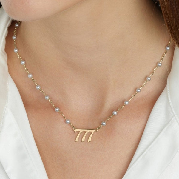Pearl Angel Numbers Necklace