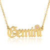 Gemini Script Necklace With Swarovski Birthstone