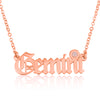 Gemini Script Necklace With Swarovski Birthstone