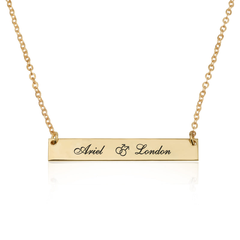 Lesbian Bar Necklace With Engraved Names - Beleco Jewelry