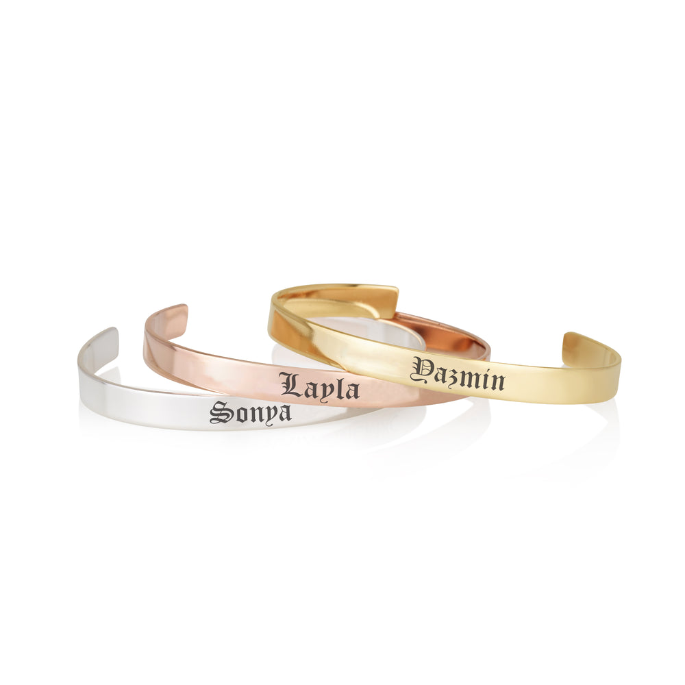 Old English Name Cuff Bracelet