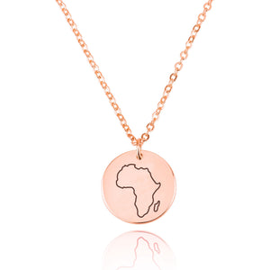 Africa Map Engraving Disc Necklace - Beleco Jewelry