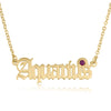 Aquarius Script Necklace With Swarovski Birthstone - Beleco Jewelry