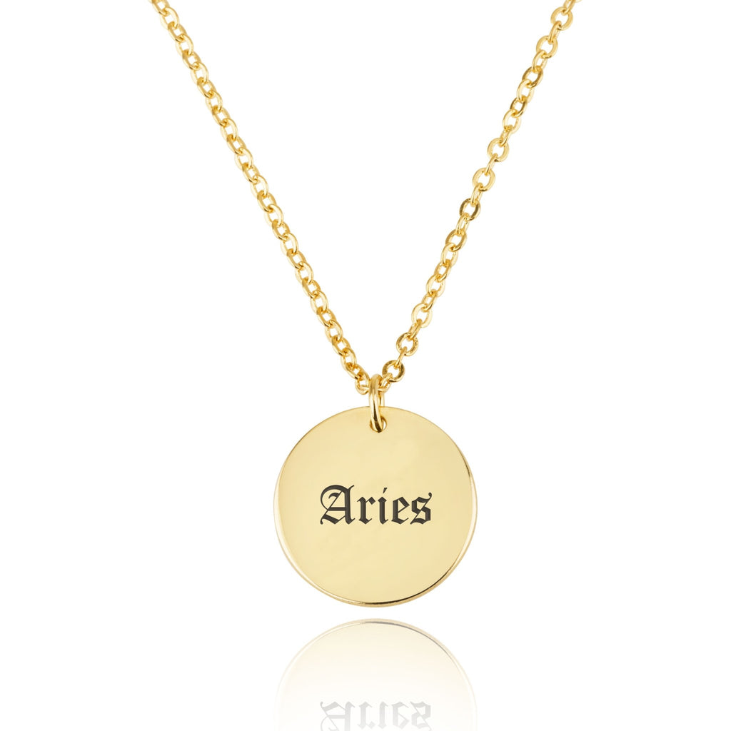 Aries Script Disk Necklace - Beleco Jewelry