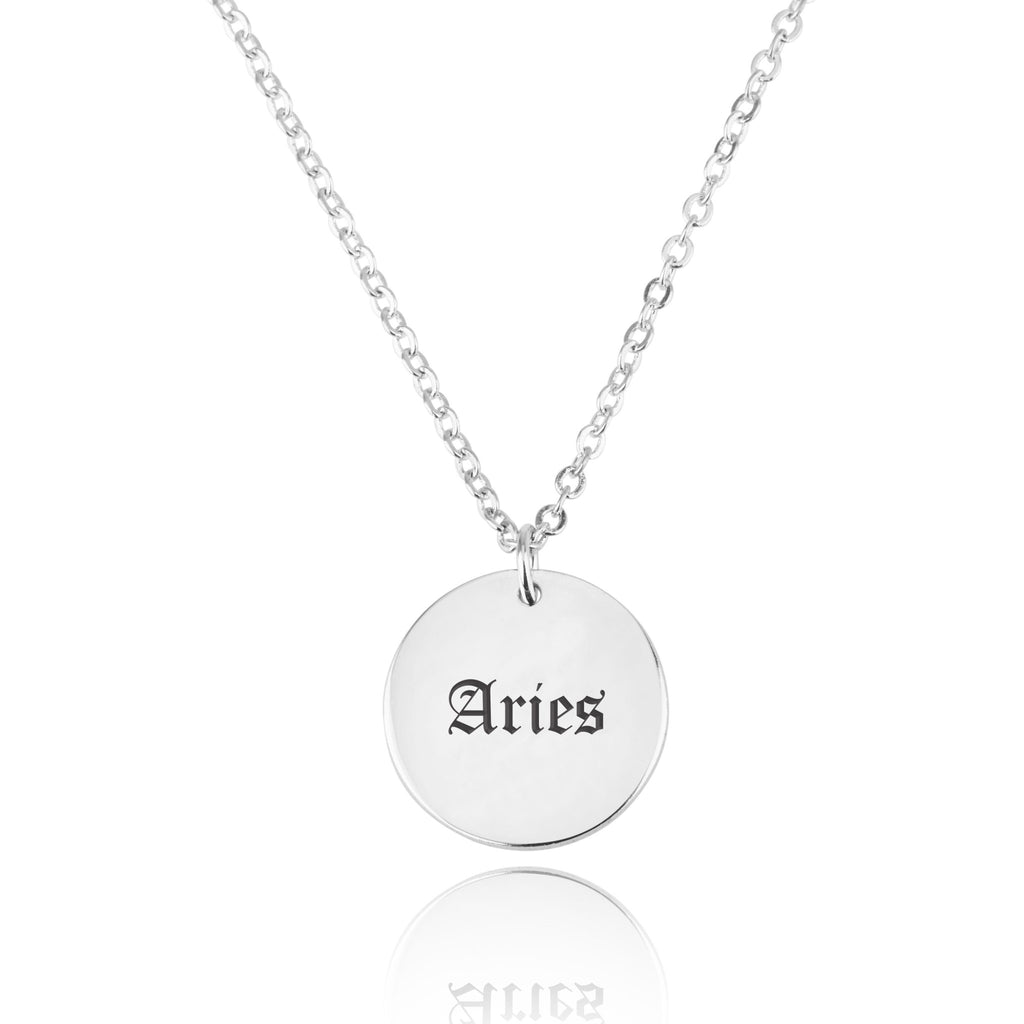 Aries Script Disk Necklace - Beleco Jewelry