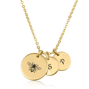 Bee Necklace With Initial - Beleco Jewelry