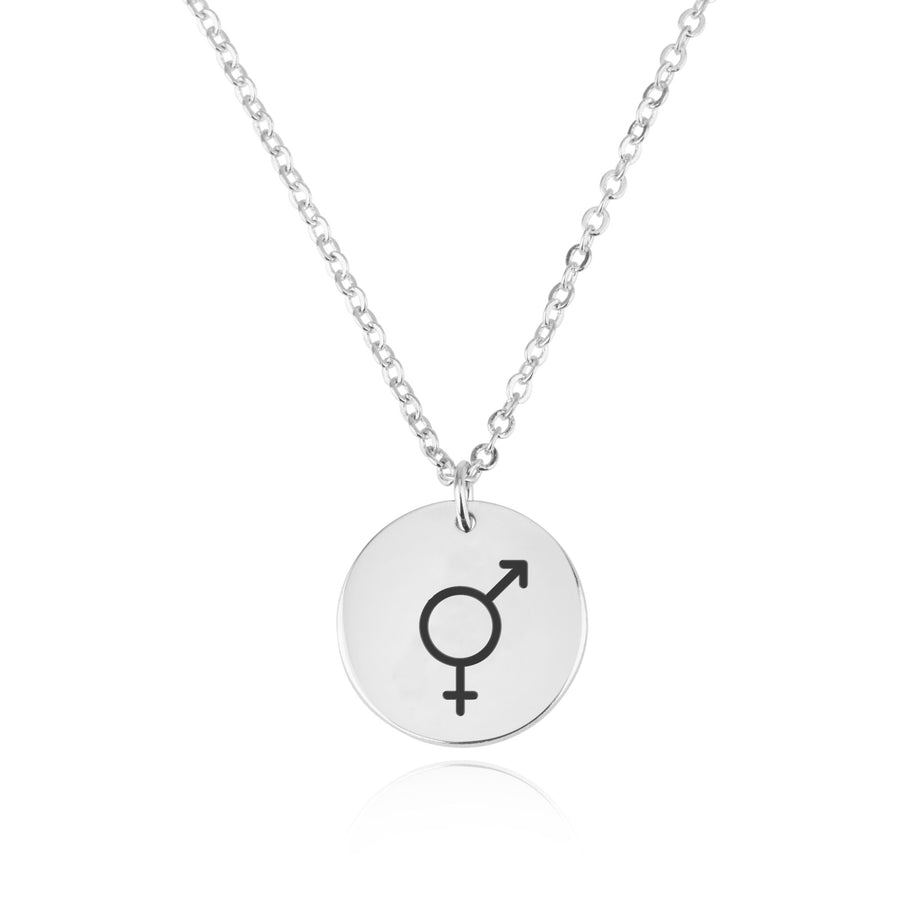 Bigender Pride Disk Necklace
