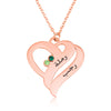 Birthstones Heart Necklace With Engraved Arabic Names - Beleco Jewelry