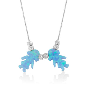Blue Opal Charms Necklace - Beleco Jewelry