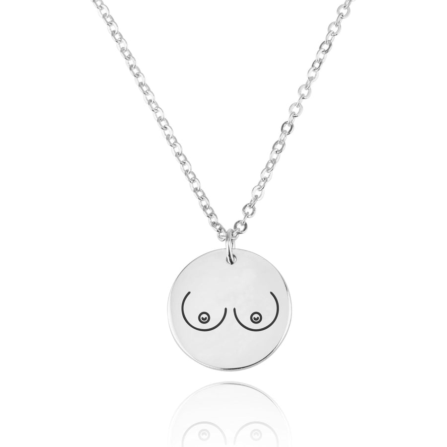 Breasts Engraving Disc Necklace
