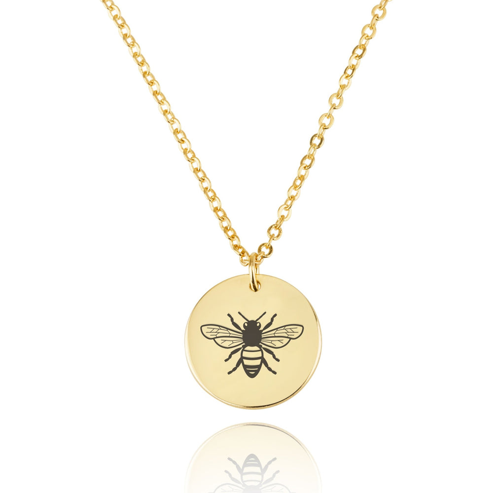 Bumblebee Engraving Disc Necklace