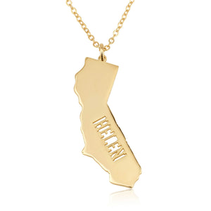 California Map Necklace With Name - Beleco Jewelry