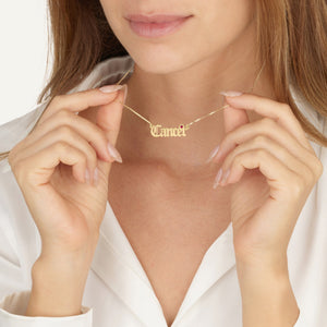 Cancer Script Necklace With Swarovski Birthstone - Beleco Jewelry