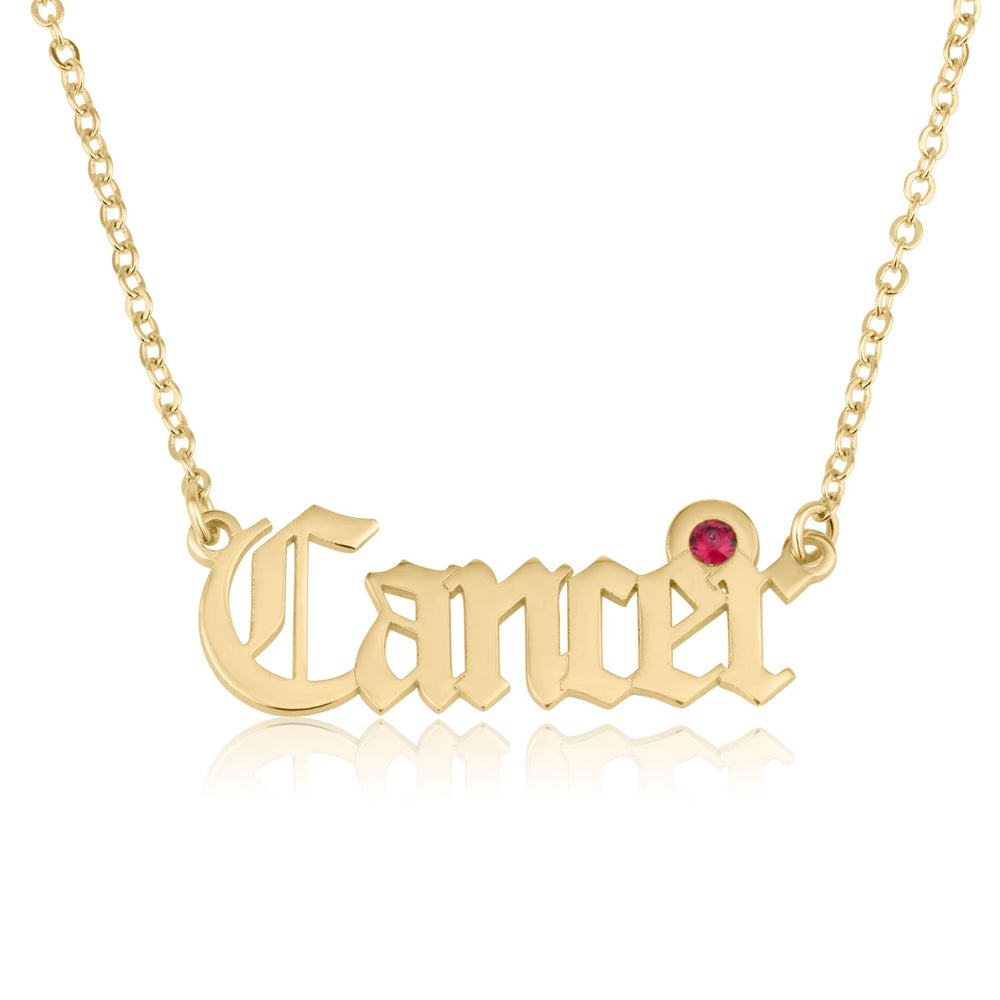 Cancer Script Necklace With Swarovski Birthstone