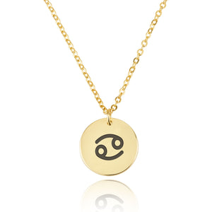 Cancer Zodiac Sign Disk Necklace - Beleco Jewelry