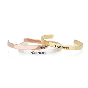 Capricorn Engraved Cuff Bracelet - Beleco Jewelry