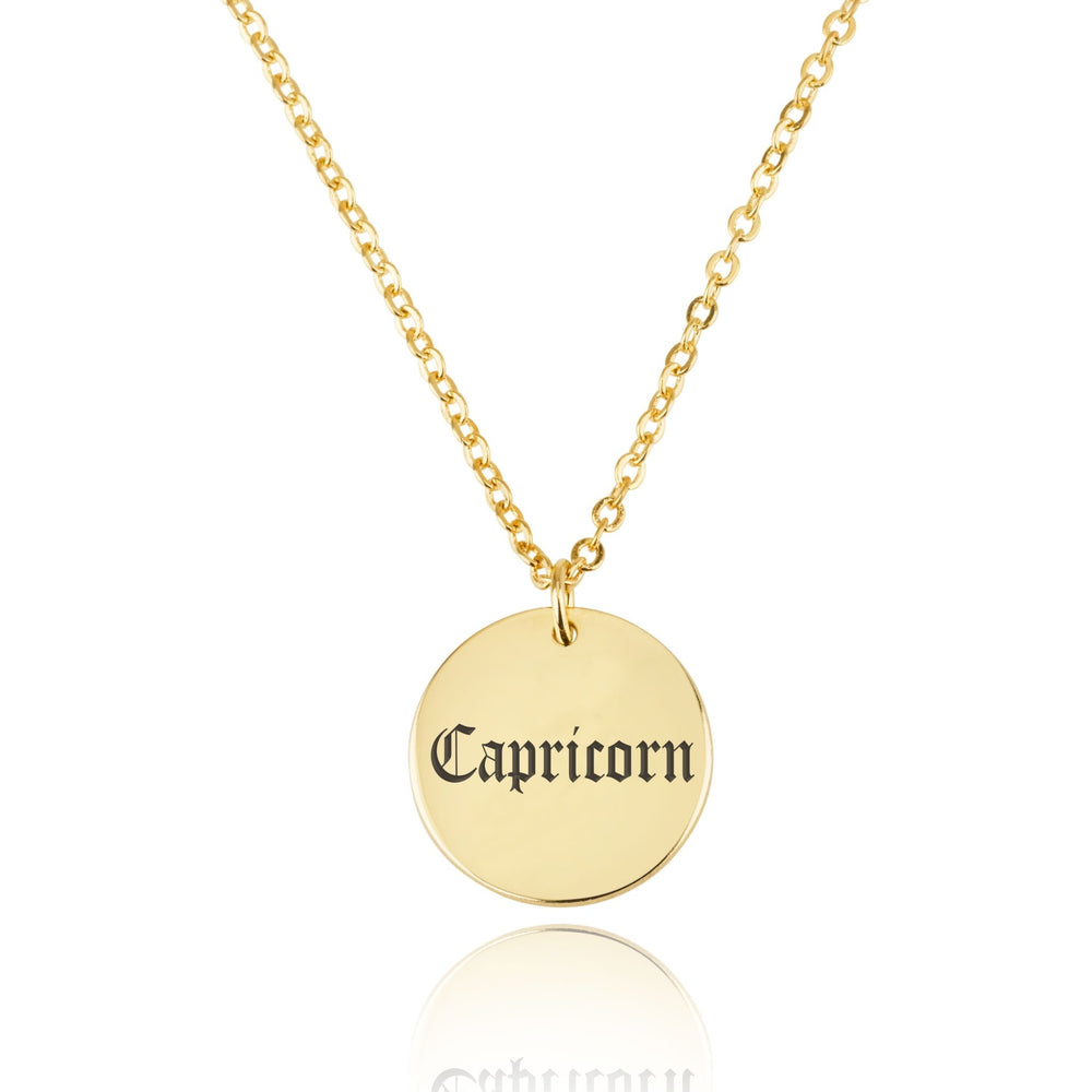 Capricorn Script Disk Necklace