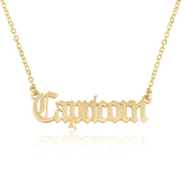 Capricorn Script Necklace