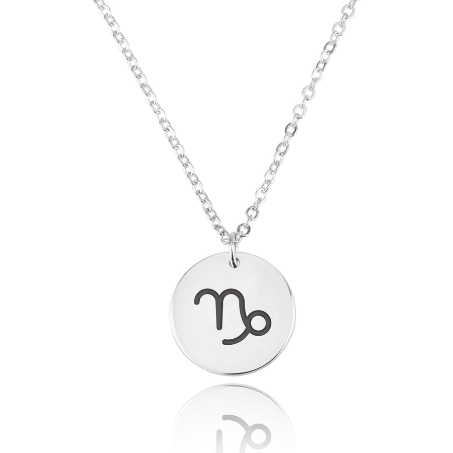Capricorn Zodiac Sign Disk Necklace