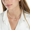 Carrie Half Pearls Half Paperclip Name Necklace - Beleco Jewelry