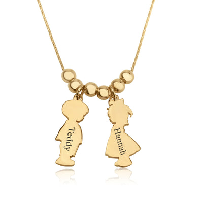 Children Charms Necklace with Name Engraved
