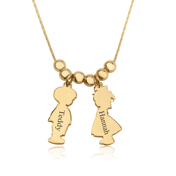 Children Charms Necklace with Name Engraved