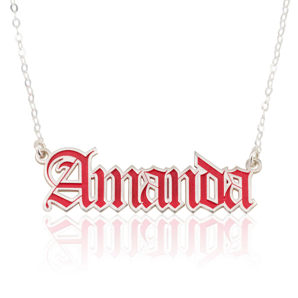 Colorful Gothic Name Necklace - Beleco Jewelry