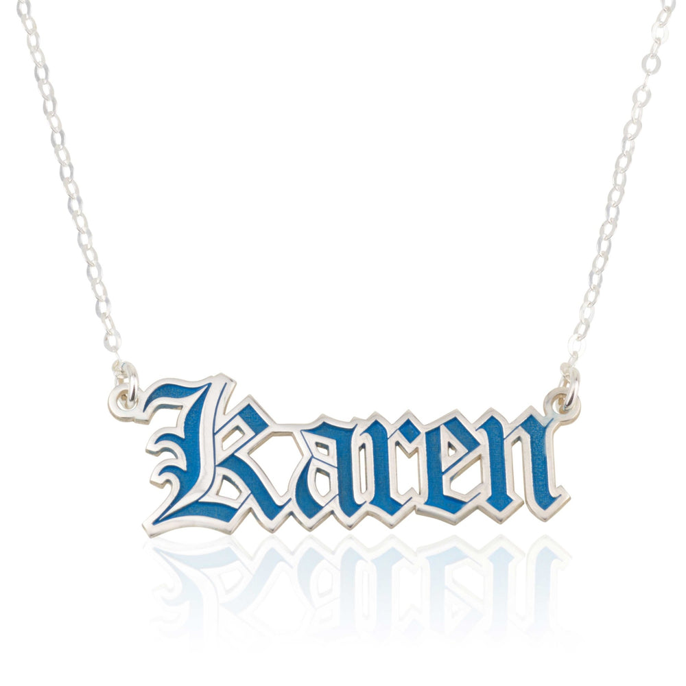 Colorful Old English Name Necklace