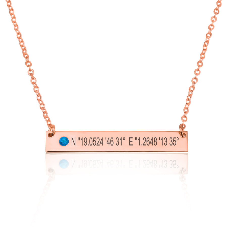 Coordinates Bar Necklace With Birthstone