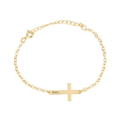 Cross Bracelet With Engraved Name