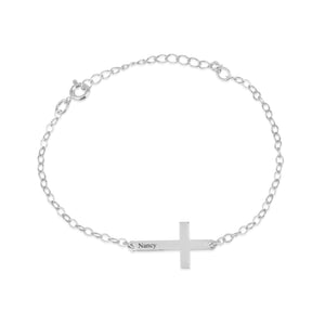 Cross Bracelet with engraved name - Beleco Jewelry