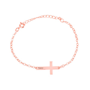 Cross Bracelet with engraved name - Beleco Jewelry