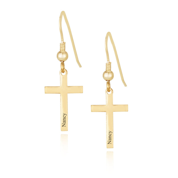Cross Name Earrings