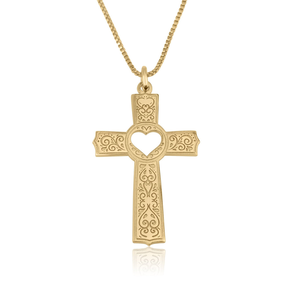 Cross With Heart Cutout Necklace