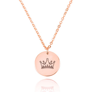 Crown Engraving Disc Necklace - Beleco Jewelry