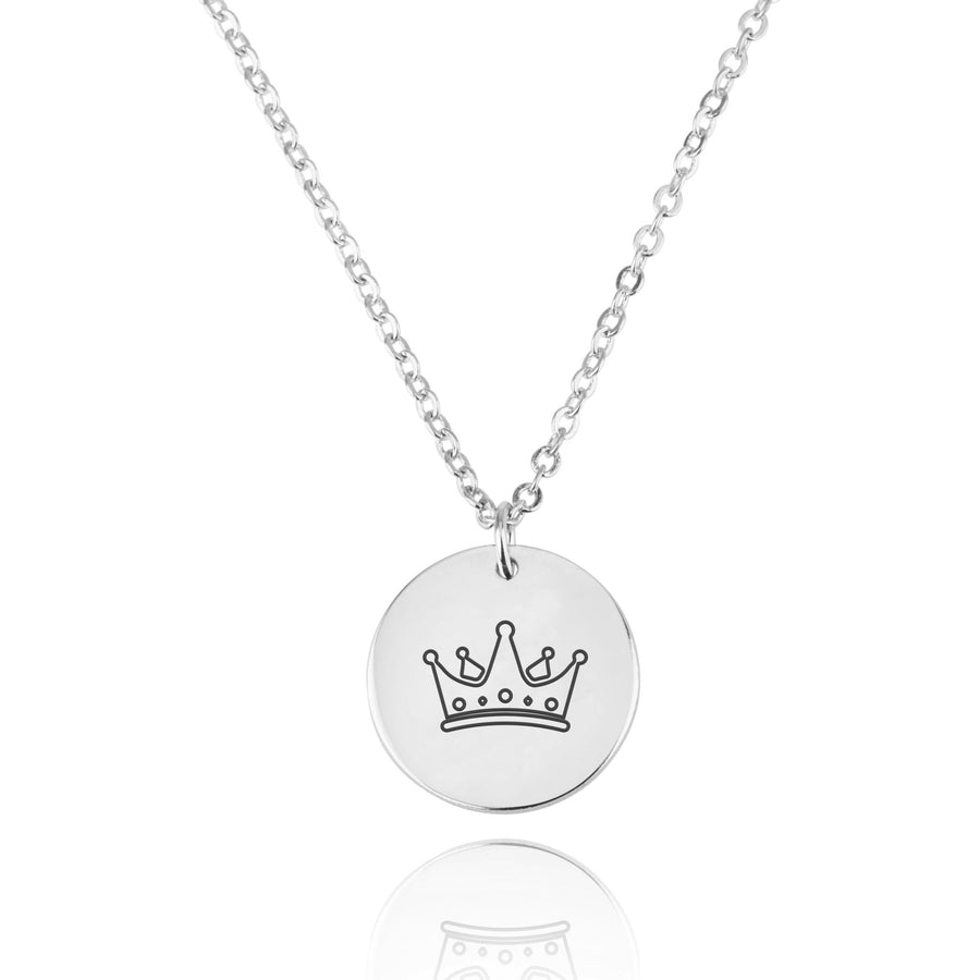 Crown Engraving Disc Necklace
