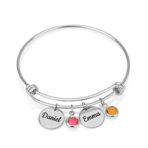 Custom Charm Bracelet with Names and Birthstones - Beleco Jewelry