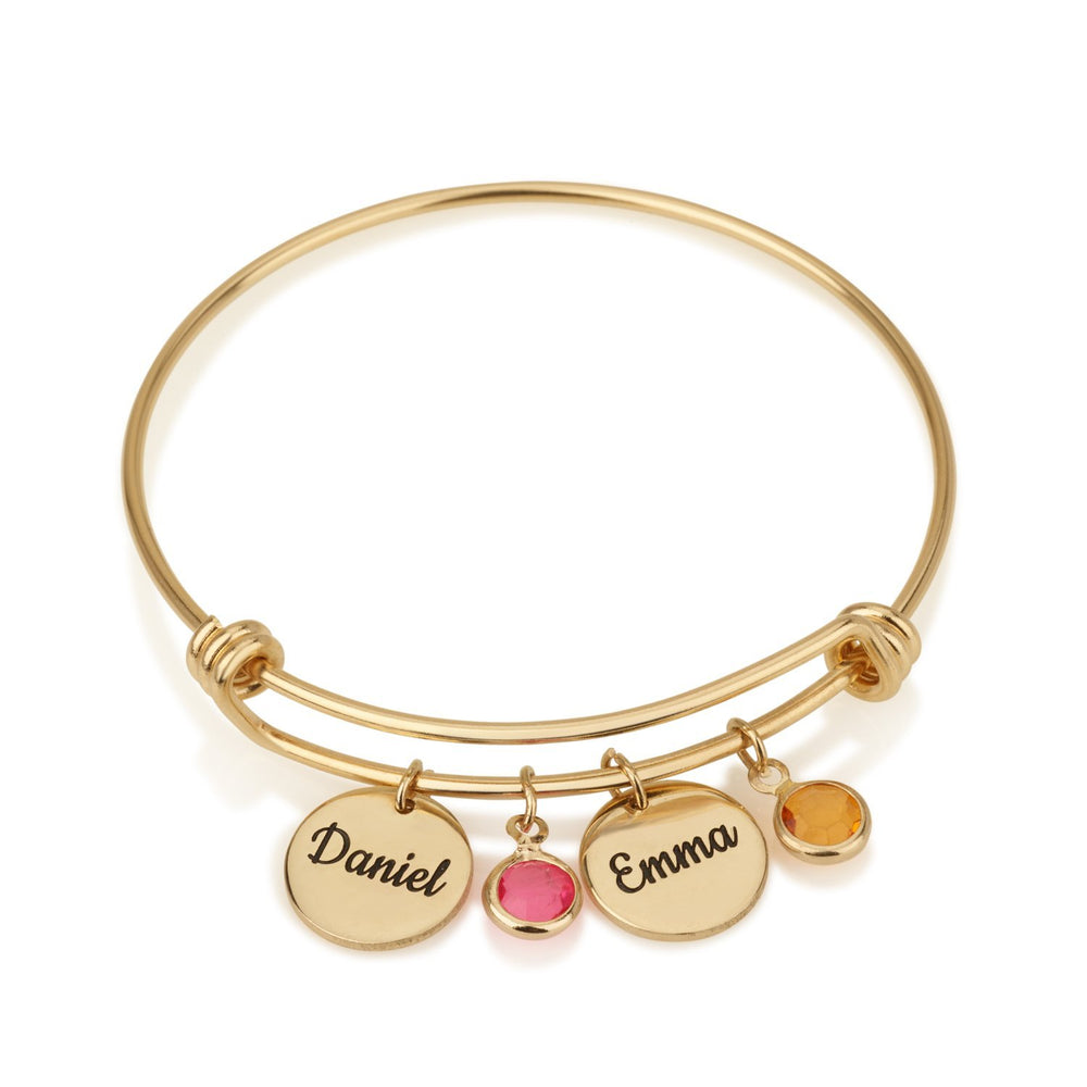 Custom Charm Bracelet with Names and Birthstones
