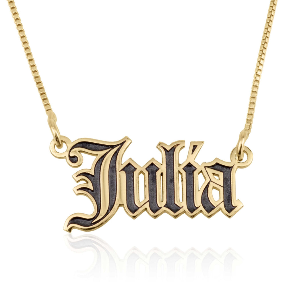 Custom Colorful Old English Name Necklace