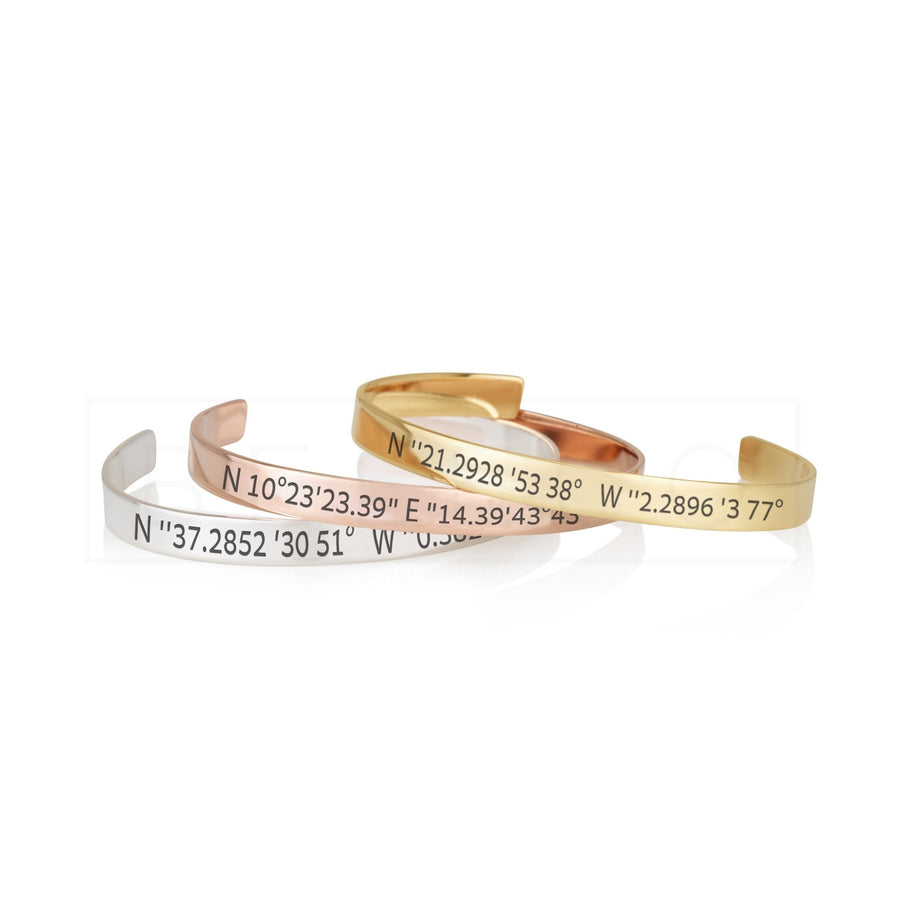 Custom Coordinates Cuff Bracelet